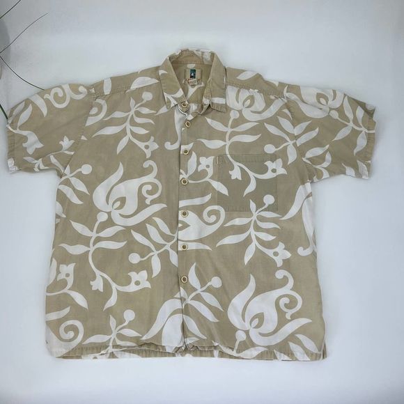 Vintage Kahala Other - Vintage Kahala Hawaiian Aloha Shirt Tan White Floral Mens XL